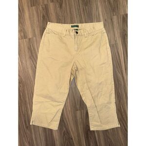 EUC‎ Ralph Lauren Khaki Tan Classic Mid-Calf Pants Chino size 6P Cotton Cropped